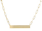 18k Yellow Gold Over Sterling Silver Paperclip Link Bar 18 Inch Necklace