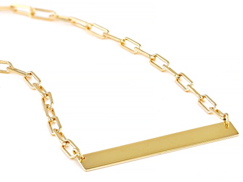 18ct Gold Plated or Silver Paper Clip & T Bar Necklace 