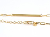 18k Yellow Gold Over Sterling Silver Paperclip Link Bar 18 Inch Necklace