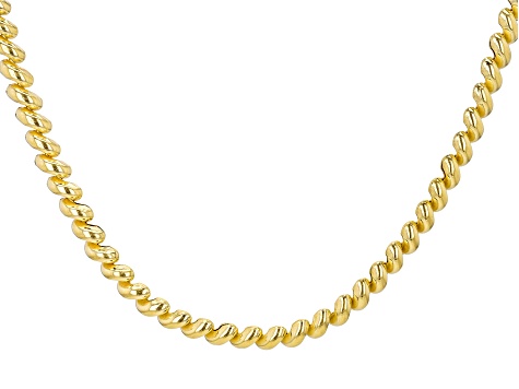 18k Yellow Gold Over Sterling Silver 6.3mm San Marco 20 Inch Chain ...