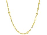18k Yellow Gold Over Sterling Silver Mirror & Cable Link Station 18 Inch Necklace