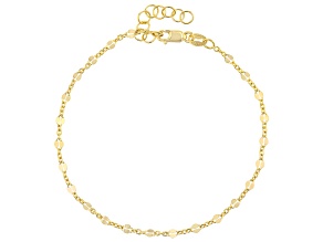 18k Yellow Gold Over Sterling Silver Mirror & Cable Link Station Bracelet