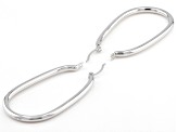 Rhodium Over Sterling Silver 2" Oval Hoop Earrings