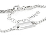 Sterling Silver Paperclip Station Bismark Link 18 Inch Necklace