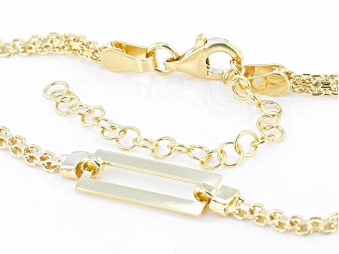 18k Yellow Gold Over Sterling Silver Paperclip Station Bismark Link 18 Inch Necklace