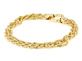 18k Yellow Gold Over Sterling Silver Triple Row Rope Link Bracelet