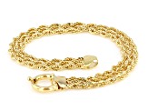 18k Yellow Gold Over Sterling Silver Triple Row Rope Link Bracelet