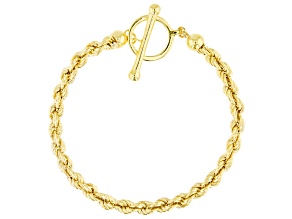 18k Yellow Gold Over Sterling Silver 4.7mm Rope Link Toggle Bracelet