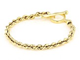 18k Yellow Gold Over Sterling Silver 4.7mm Rope Link Toggle Bracelet