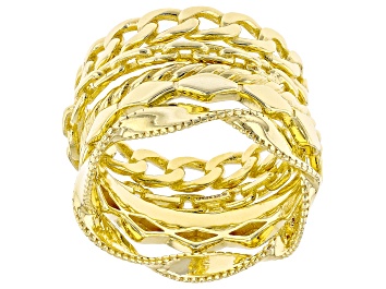 Picture of 18k Yellow Gold Over Sterling Silver Set Of 5 Stackable Band Rings