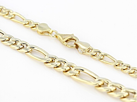 18k Yellow Gold Over Sterling Silver 4-7mm Graduated Figaro 20 Inch Chain