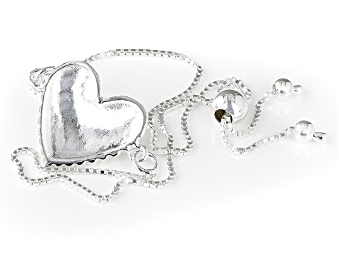 Sterling Silver Textured Heart Bolo Bracelet