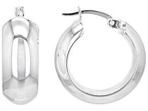 Sterling Silver High Polished 13/16" Domed Hoop Earrings