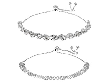 Picture of Sterling Silver 4.5mm Rope and 4.5mm Bismark Link Bolo Bracelet Set of 2
