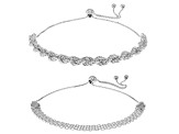 Sterling Silver 4.5mm Rope and 4.5mm Bismark Link Bolo Bracelet Set of 2