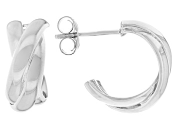 Picture of Sterling Silver Braided Design 9/16" J-Hoop Earrings