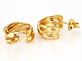 18k Yellow Gold Over Sterling Silver Braided Design 9/16" J-Hoop Earrings