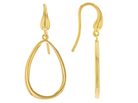 18k Yellow Gold Over Sterling Silver Pear Shaped Dangle Earrings