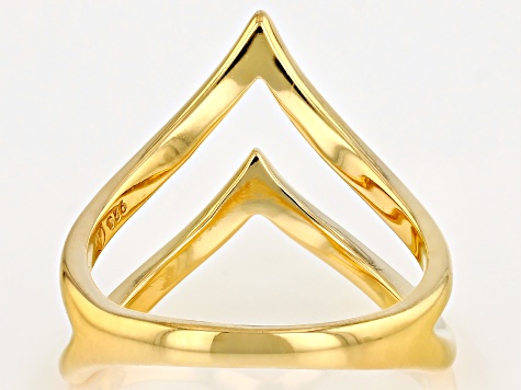 18k Yellow Gold Over Sterling Silver Open Chevron Design Ring