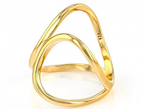 18k Yellow Gold Over Sterling Silver Open Design Ring - AG1146 