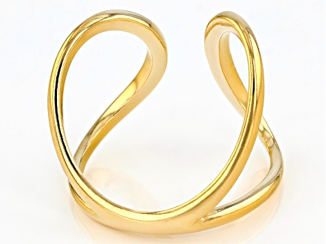 18k Yellow Gold Over Sterling Silver Open Design Ring