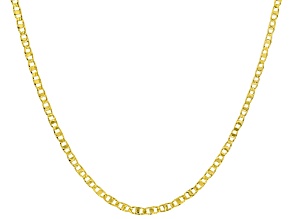 18k Yellow Gold Over Sterling Silver 2.3mm Flat Textured Valentino 20 Inch Chain