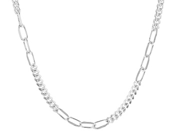 Picture of Sterling Silver Cuban & Paperclip Link Station 20 Inch Necklace