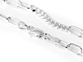 Sterling Silver Cuban & Paperclip Link Station 20 Inch Necklace