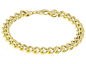 Picture of 18k Yellow Gold Over Sterling Silver 7.7mm Curb Link Bracelet