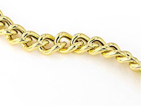18k Yellow Gold Over Sterling Silver 7.7mm Curb Link Bracelet