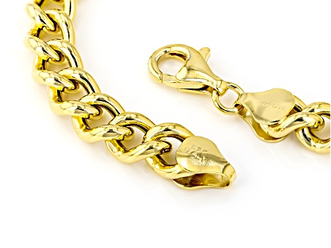 18k Yellow Gold Over Sterling Silver 7.7mm Curb Link Bracelet