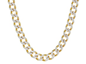 Sterling Silver & 18k Yellow Gold Over Sterling Silver 8mm Diamond-Cut Curb 20 Inch Chain