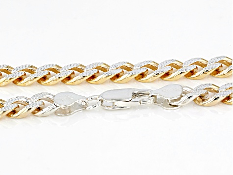 Sterling Silver & 18k Yellow Gold Over Sterling Silver 8mm Diamond-Cut Curb 20 Inch Chain