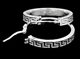 Sterling Silver Greek Key 1 1/32" Hoop Earrings