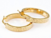 18k Yellow Gold Over Sterling Silver Greek Key 1 1/32" Hoop Earrings