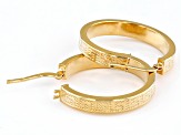 18k Yellow Gold Over Sterling Silver Greek Key 1 1/32" Hoop Earrings