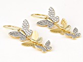 18k Yellow Gold Over Sterling Silver & Rhodium Over Sterling Silver Butterfly Dangle Earrings