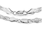 Sterling Silver 5mm Braided Herringbone Link Bracelet & 18 Inch Chain Set of 2