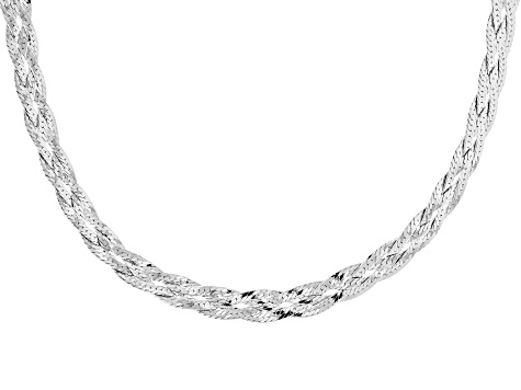 Sterling Silver 5mm Braided Herringbone Link Bracelet & 18 Inch Chain ...