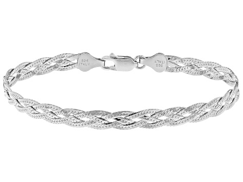 Sterling Silver 5mm Braided Herringbone Link Bracelet & 18 Inch Chain Set of 2