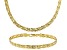 18k Yellow Gold Over Sterling Silver 5mm Braided Herringbone Link Bracelet & 18 Inch Chain Set of 2