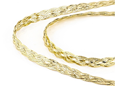 18k Yellow Gold Over Sterling Silver 5mm Braided Herringbone Link
