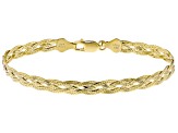 18k Yellow Gold Over Sterling Silver 5mm Braided Herringbone Link Bracelet & 18 Inch Chain Set of 2