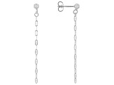 Sterling Silver Mirror Link Multi-Row 18 Inch Necklace & Dangle Earrings Set of 2