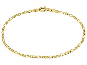 18k Yellow Gold Over Sterling Silver 2mm Figaro Link Bracelet