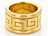 18k Yellow Gold Over Sterling Silver 13mm Greek Key Band Ring