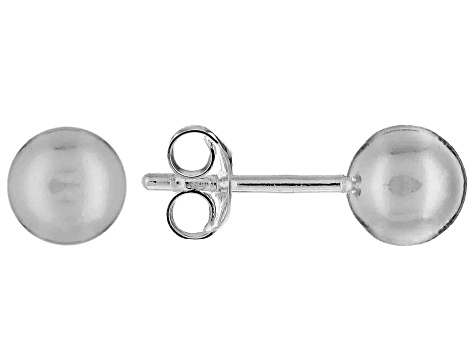 Sterling Silver Croissant Style Hoop Earring & 6mm Ball Stud Earring Set of 2