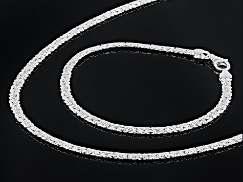 Sterling Silver 4mm Byzantine Link Bracelet & 20 Inch Chain Set of 2