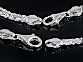 Sterling Silver 4mm Byzantine Link Bracelet & 20 Inch Chain Set of 2