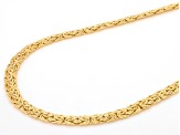 18k Yellow Gold Over Sterling Silver 4mm Byzantine Link Bracelet & 20 Inch Chain Set of 2